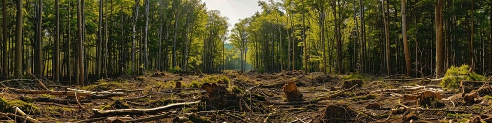 Obraz premium A recently cleared area of forest