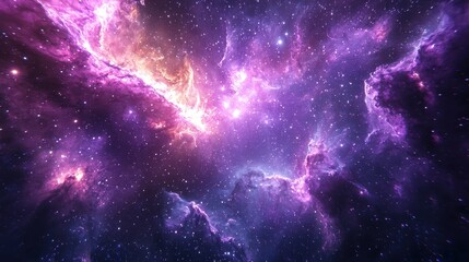 Cosmic Nebula with Stars and Galaxies