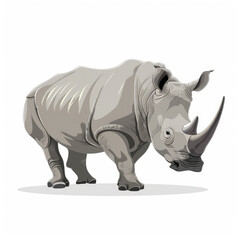 Fototapeta premium A rhinoceros isolated white background,2d flat vector 