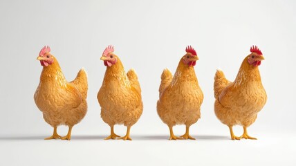 Organic chicken, farm-raised and free-range, 3D illustration