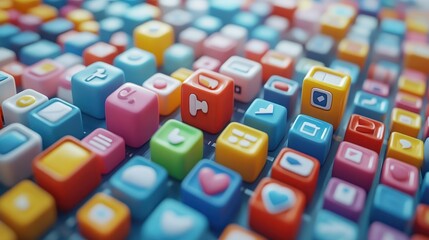 Colorful Social Media Icons   App Design Concept