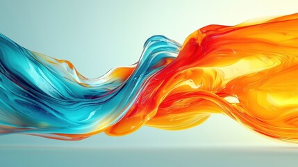 Abstract Blue and Orange Liquid Wave Background