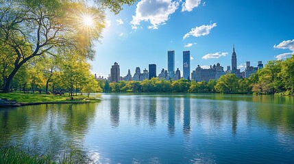 Usa new york state new york city central park on sunny day : Generative AI