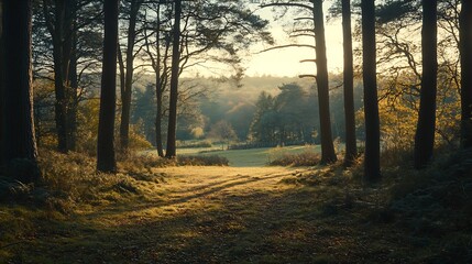 Obraz premium View of woods near Lyndhurst a large village and civil parish situated in the New Forest National Park in Hampshire England UK : Generative AI