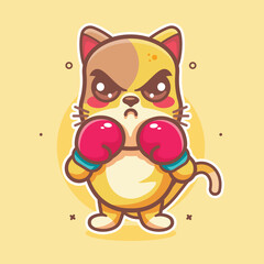 angry cat animal character mascot playing boxing sport isolated cartoon	