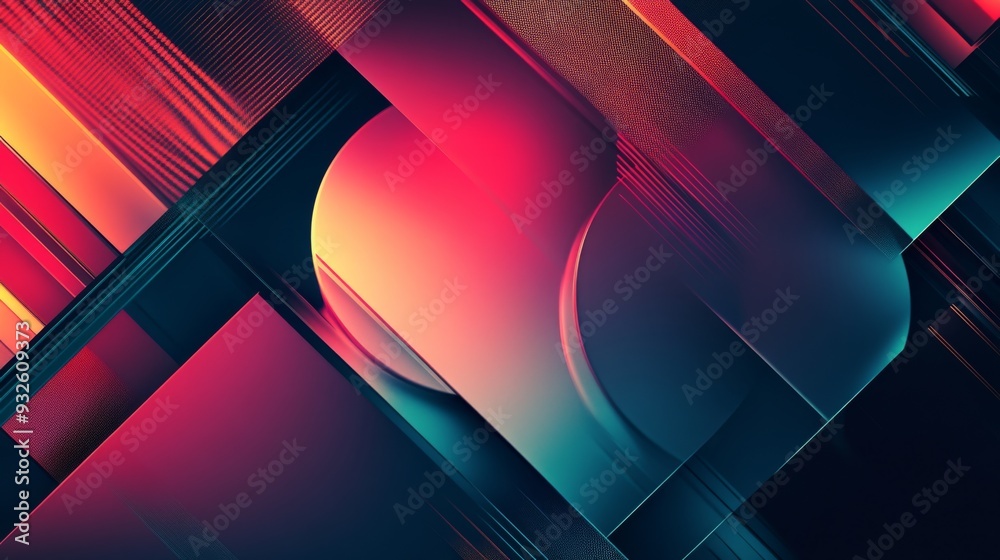 Poster detailed shot of a sleek, abstract graphic with geometric patterns and gradients, showcasing a profe