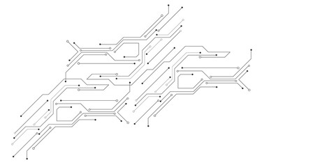 Vectors Technology black circuit diagram. High-tech connection system on a white background.