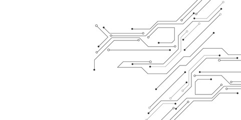 Vector Technology black circuit diagram concept. Abstract technology on white background. High-tech circuit board.