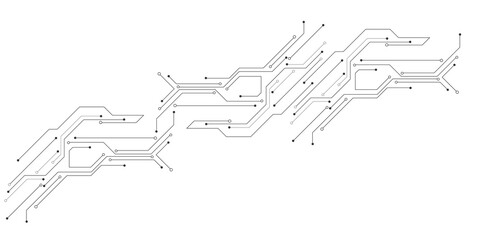 Vectors Technology black circuit diagram. High-tech connection system on a white background.
