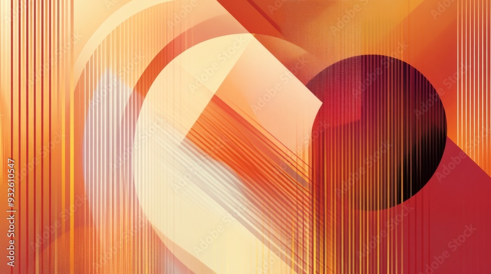 Poster detailed shot of an abstract background featuring bold geometric shapes and gradients in warm tones,