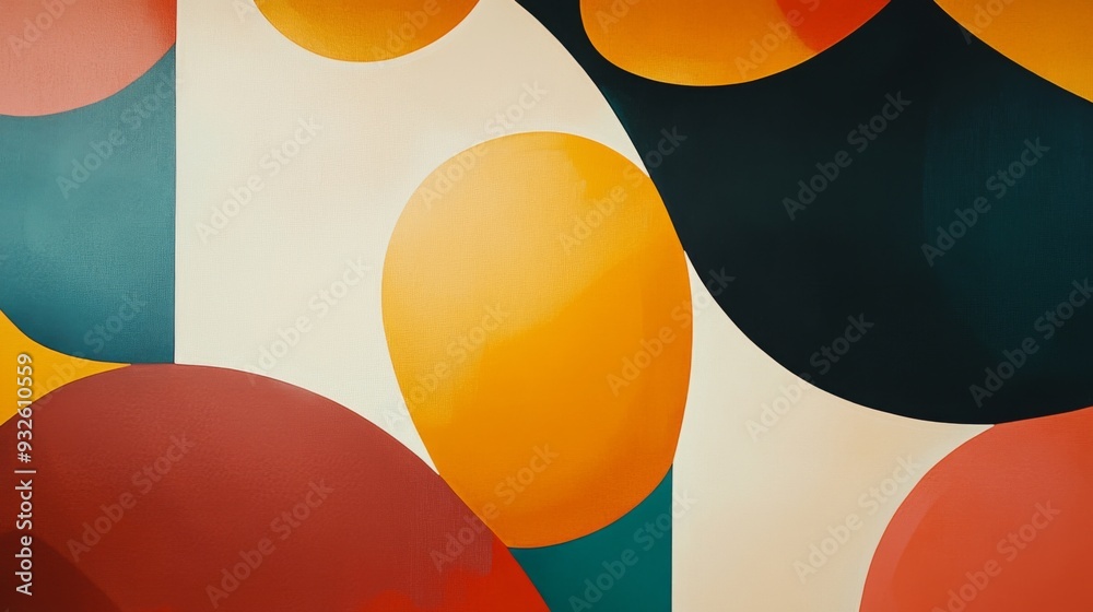 Poster detailed shot of an abstract background featuring bold geometric shapes and gradients in warm tones,