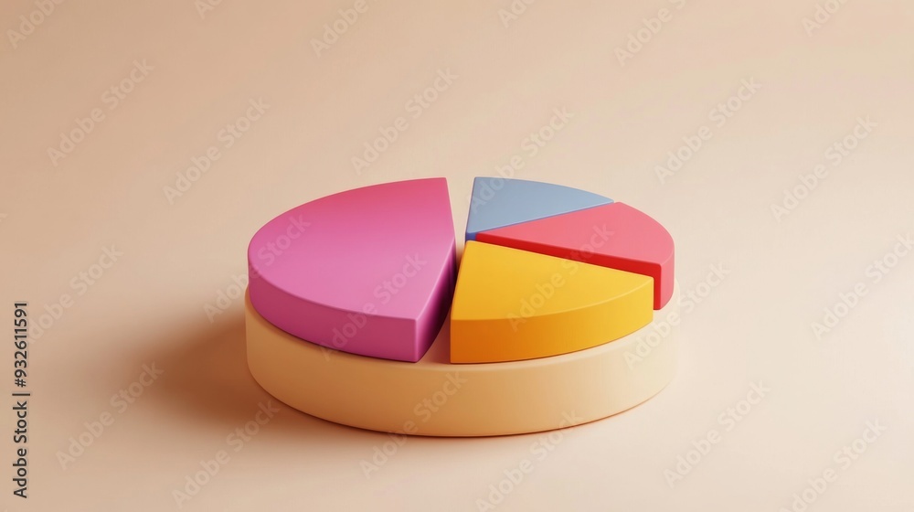 Aufkleber Detailed view of a 3D pie chart with segment labels and percentage values, set against a neutral backdrop to highlight the chart's design and data accuracy.