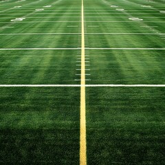 Obraz premium Football Field with Clearly Marked Yard Lines and End Zones Prepared for an Exciting Game or Championship Event