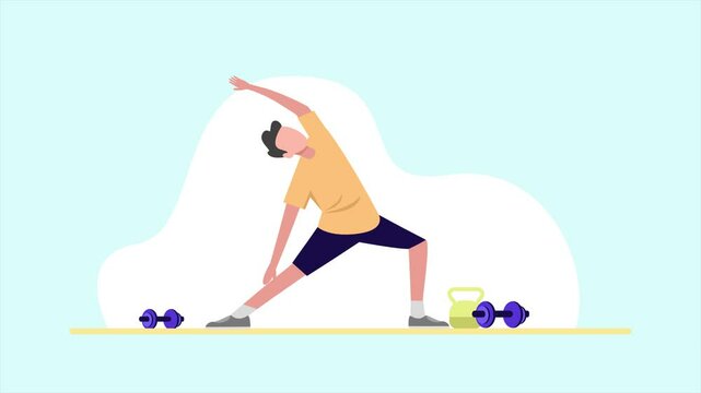  Animated video sport activity. Full length animation illustration. High quality 4k footage.