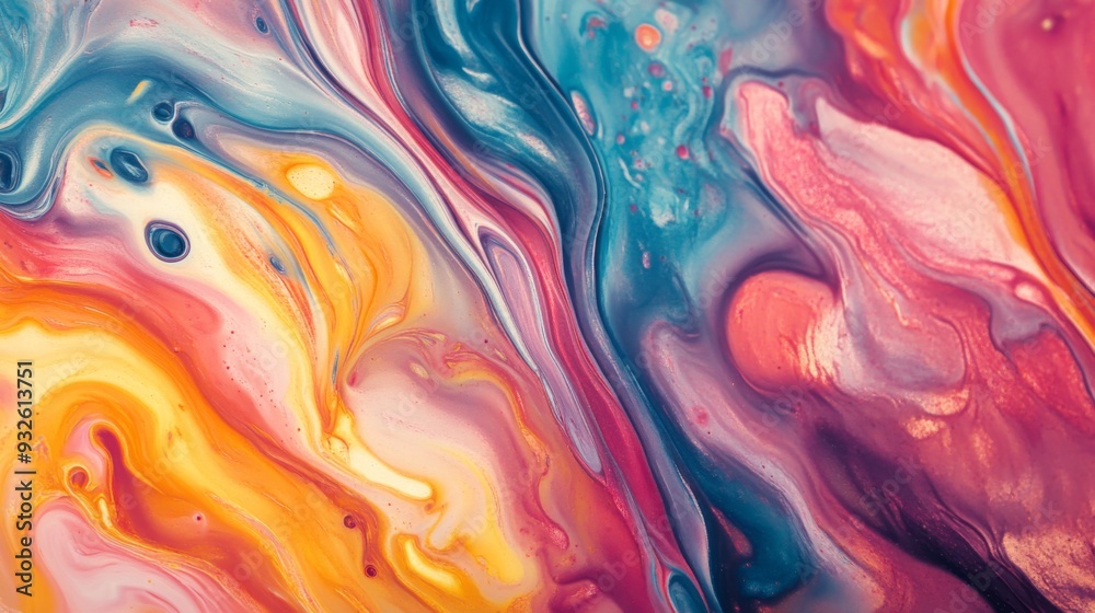 Poster Detailed view of an abstract background with a mix of vibrant colors and fluid brushstrokes, capturing an artistic and dynamic visual movement.