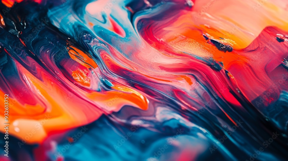 Aufkleber detailed view of an abstract background with a mix of vibrant colors and fluid brushstrokes, capturi