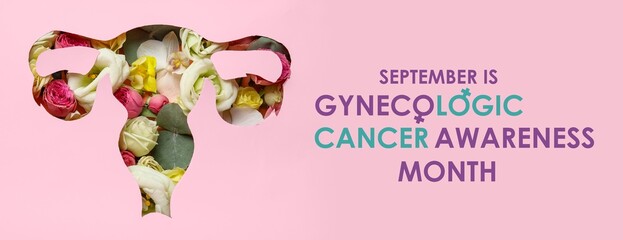 Awareness banner for Gynecologic Cancer Awareness Month with flowers in shape of female uterus