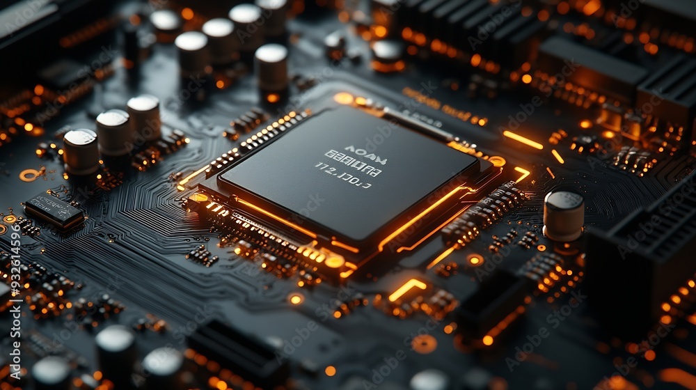 Poster concept  The motherboard in the picture is Brain Technology RAM Gaming This motherboard has chipset and supports 12th Core processors Generate AI : Generative AI