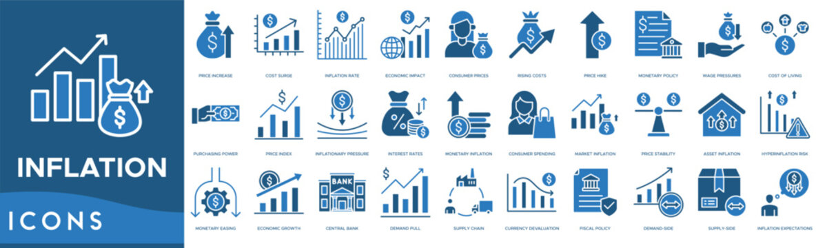 Inflation icon. Price Increase, Cost Surge, Inflation Rate, Economic Impact and Consumer Prices