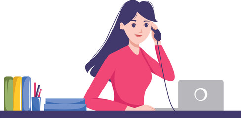 Customer Service Woman Vector Illustration