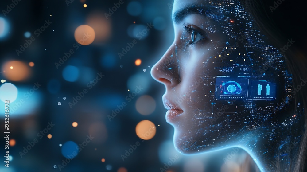 Aufkleber AI Artificial Intelligence Education technology concept Women use Laplets Learn online webinars successfully Use AI to Generate Business Development New ideas for success technology of : Generative AI