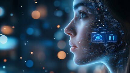 AI Artificial Intelligence Education technology concept Women use Laplets Learn online webinars successfully Use AI to Generate Business Development New ideas for success technology of : Generative AI