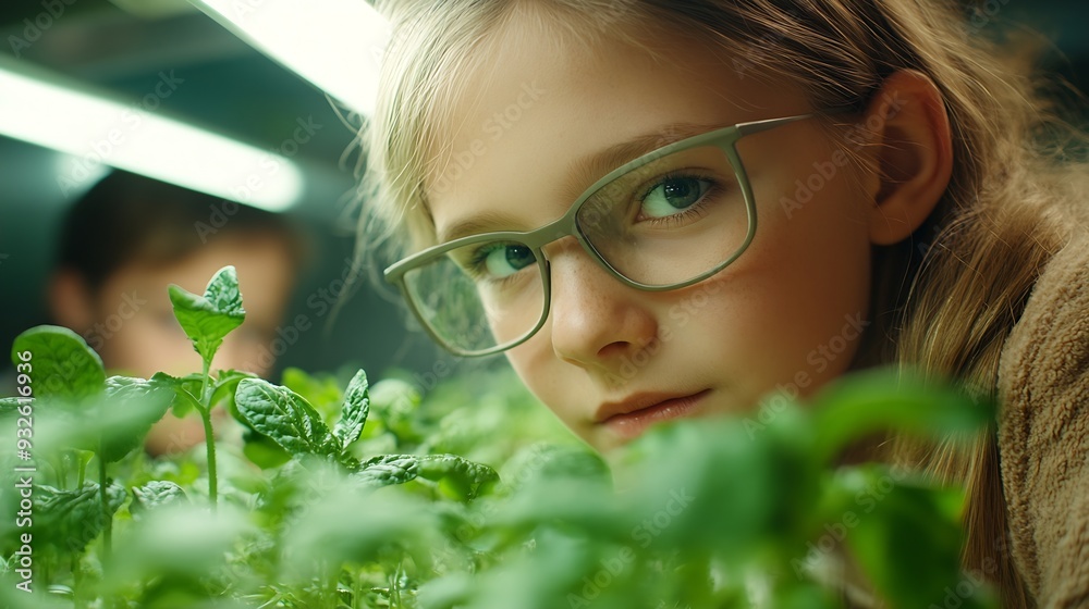 Poster smart boys and talented girls experimenting with growing crops and testing different nutrition addit