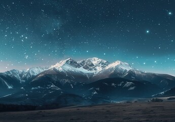 Starry Night Mountain Landscape