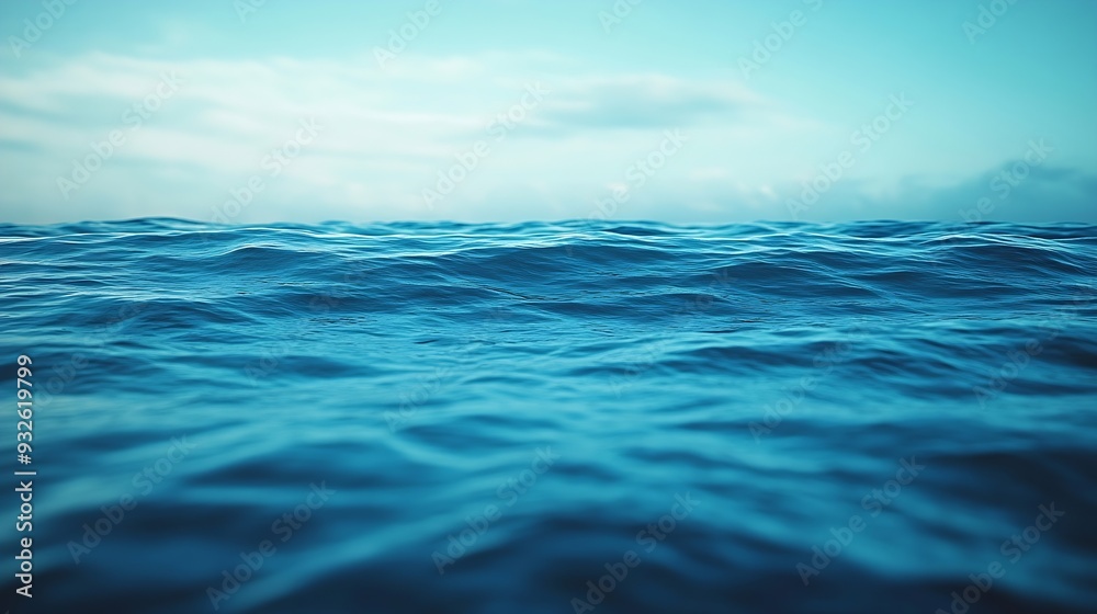 Poster The ocean is calm and blue with no visible waves The water is still and peaceful creating a serene atmosphere : Generative AI