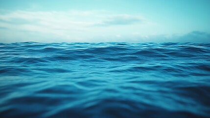 Obraz premium The ocean is calm and blue with no visible waves The water is still and peaceful creating a serene atmosphere : Generative AI