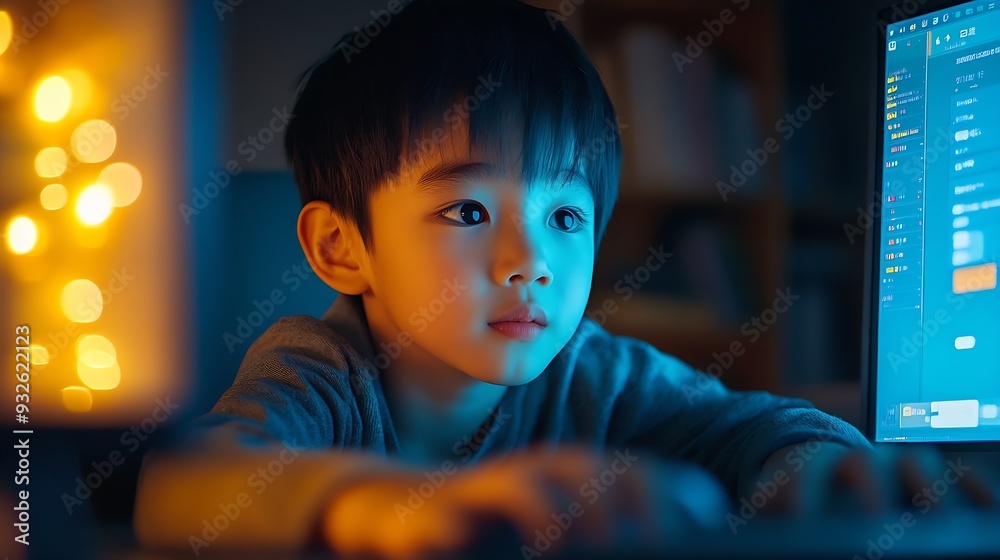 Poster human with technology internet learning and study online class webinar technology elearning online e