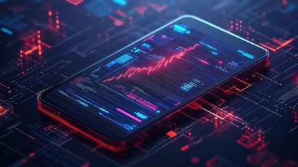 A cell phone is displayed on a computer screen with a red line on it. Concept of urgency and importance, as the phone is likely displaying critical information or a time-sensitive message