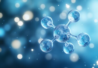 青い背景に水の分子