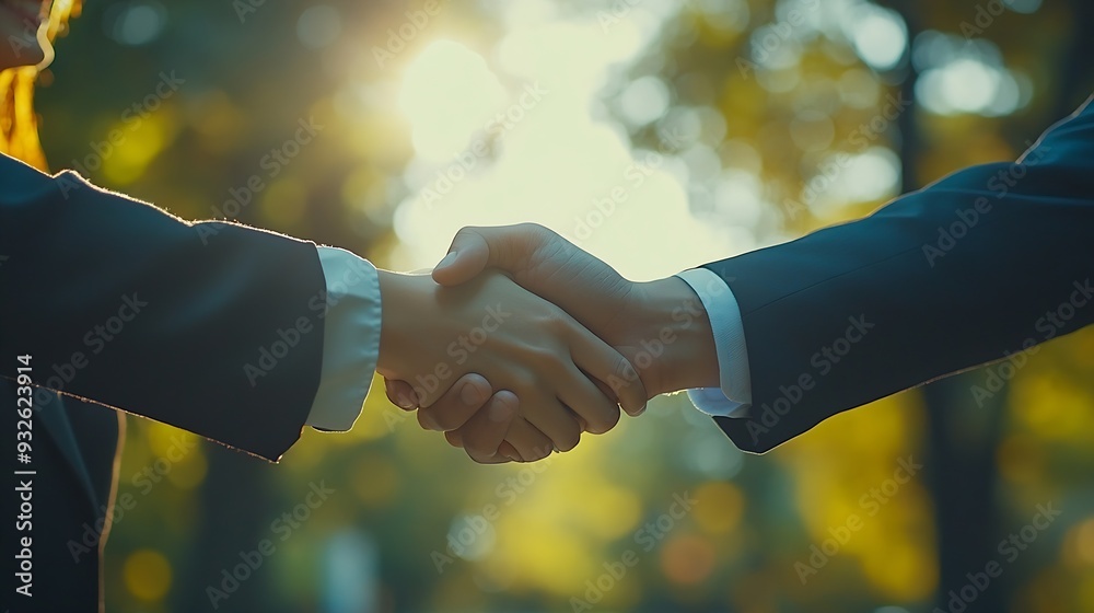 Aufkleber Handshake hiring and business people in meeting recruitment and job interview with agreement Group employees and staff with gesture partnership and teamwork for company merger smile or : Generative AI
