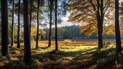 Obraz premium View of woods near Lyndhurst a large village and civil parish situated in the New Forest National Park in Hampshire England UK : Generative AI