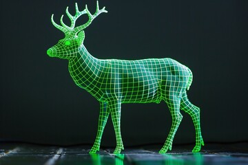 Obraz premium ai generative neon line of deer shape