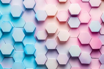 A geometric pattern of interlocking hexagonal shapes in various pastel colors., Generative AI illustration