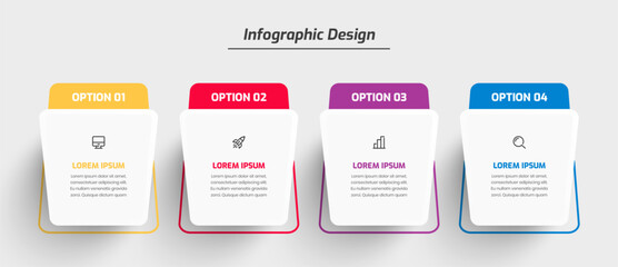 Business Infographic Template Creative Design with Icon and 4 Option for Presentation