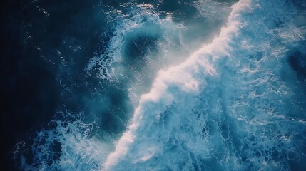 Fototapeta premium Ocean waves from above with drone : Generative AI