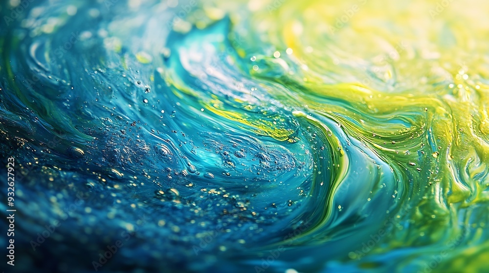 Leinwandbilder abstract blue and green colorful background with oil on water surface oil drops in water abstract ps