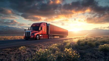 Rest area for semi trucks near busy interstate freeway Truck stop place during hauling cargo : Generative AI