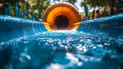 Water Slider Tunnel Tube Siam Amazing Park Water Park Funny Happy activity fresh cool in Summer season : Generative AI