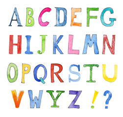 Alphabet aus aquarellierten Buchstaben