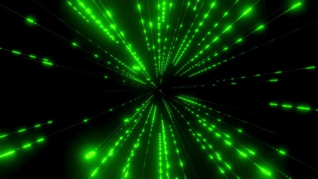 Abstract background. Green hyperspace neon light appearance. Element animation, 3D Render.	