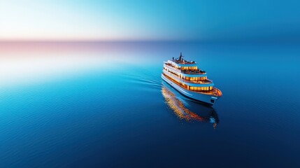 Hydrogen-powered ship sailing on a clear calm ocean with zero emissions