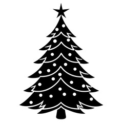 Christmas Tree 2D flat illustration on a white background,