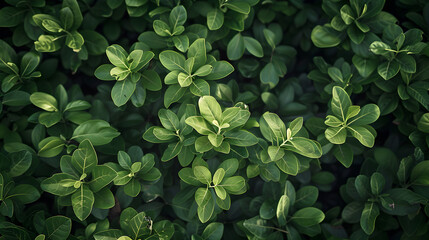 Vibrant Green Shrub in Full Bloom: A Harmonious Blend of Lush Foliage and Tiny Flowers Reflecting Nature's Elegance and Resilience