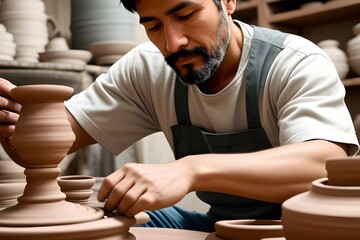 Pottery Wheel Molding: The art of shaping clay on a spinning wheel to create intricate and functional ceramic objects.