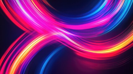 Abstract light trails in vibrant neon colors, creating a dynamic and energetic background.