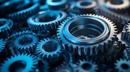 Close-up of Interlocking Metallic Gears